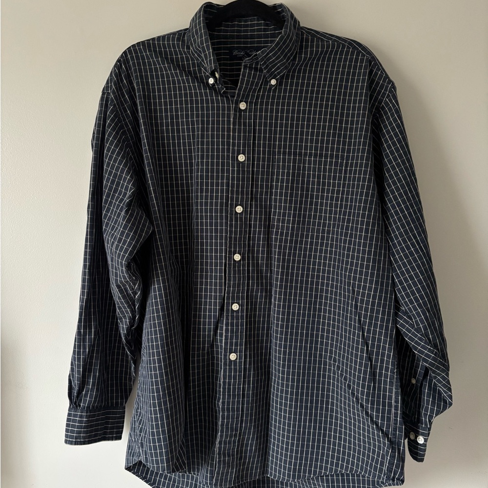 Brooks Brothers Navy Checkered Button Down Shirt